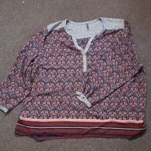 Patterned Long Sleeve Blouse